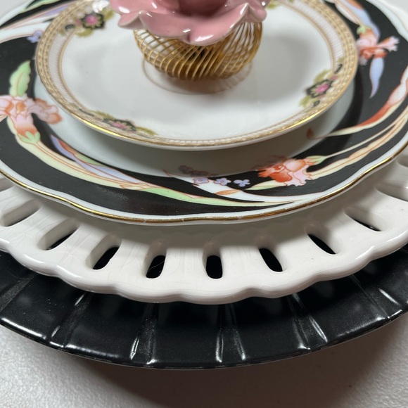 Floral Decorative Plate with Pink Rose Center - Picture 2 of 7